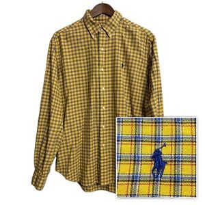 Ralph Lauren shirt men's large yellow plaid preppy academia classic fit‎ work